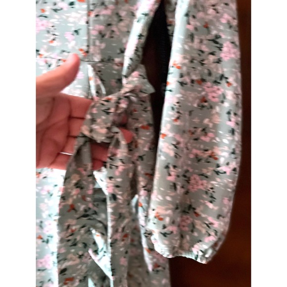 AS U Wish Women's Floral Mini Dress Long Sleeve  Ruffle Hem Sage L NWT - Picture 6 of 13